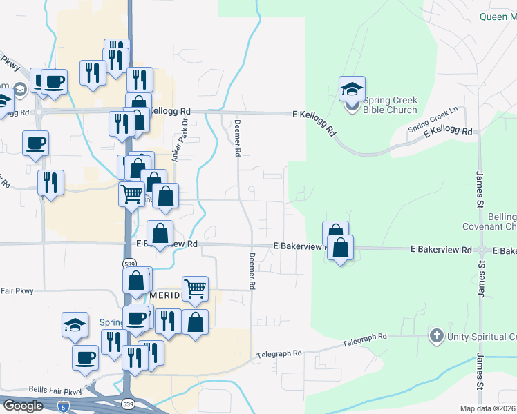 map of restaurants, bars, coffee shops, grocery stores, and more near 245 Prince Avenue in Bellingham