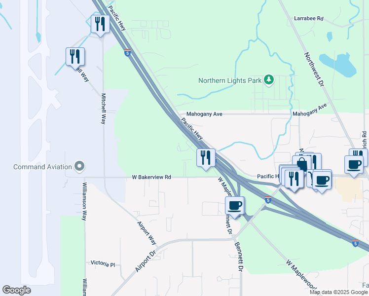 map of restaurants, bars, coffee shops, grocery stores, and more near 4167 West Maplewood Avenue in Bellingham