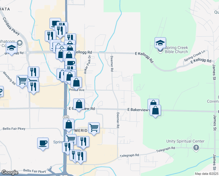 map of restaurants, bars, coffee shops, grocery stores, and more near 216 Prince Avenue in Bellingham