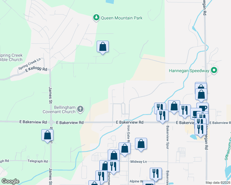 map of restaurants, bars, coffee shops, grocery stores, and more near 664 Andy Court in Bellingham