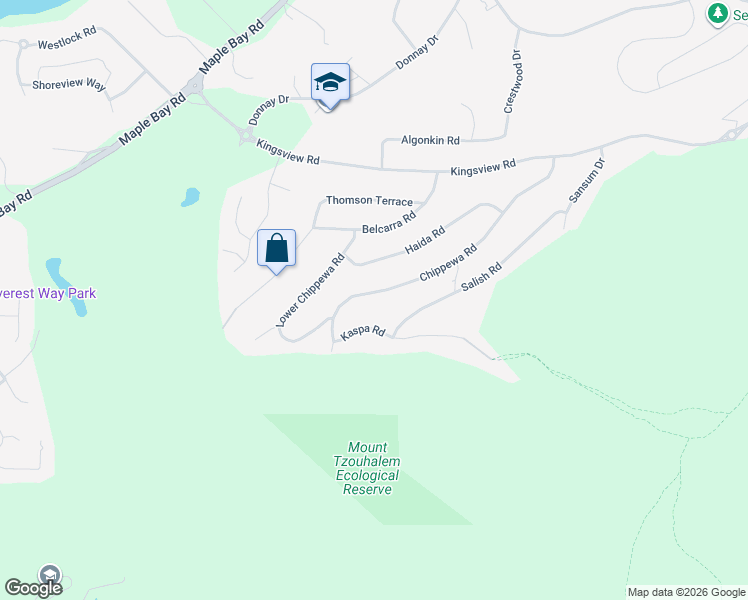 map of restaurants, bars, coffee shops, grocery stores, and more near 6085 Chippewa Road in Duncan