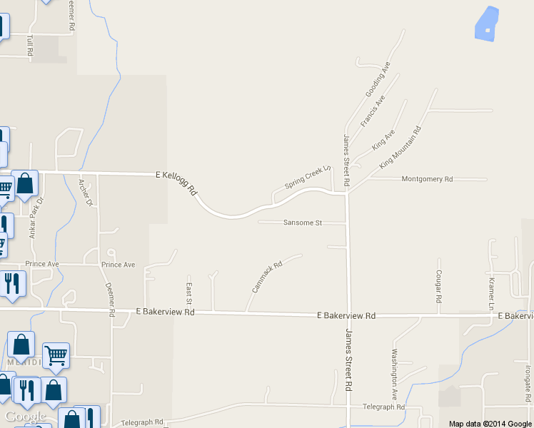 map of restaurants, bars, coffee shops, grocery stores, and more near 712 East Kellogg Road in Bellingham