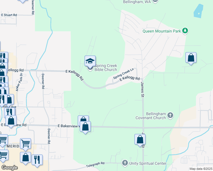 map of restaurants, bars, coffee shops, grocery stores, and more near 561 East Kellogg Road in Bellingham