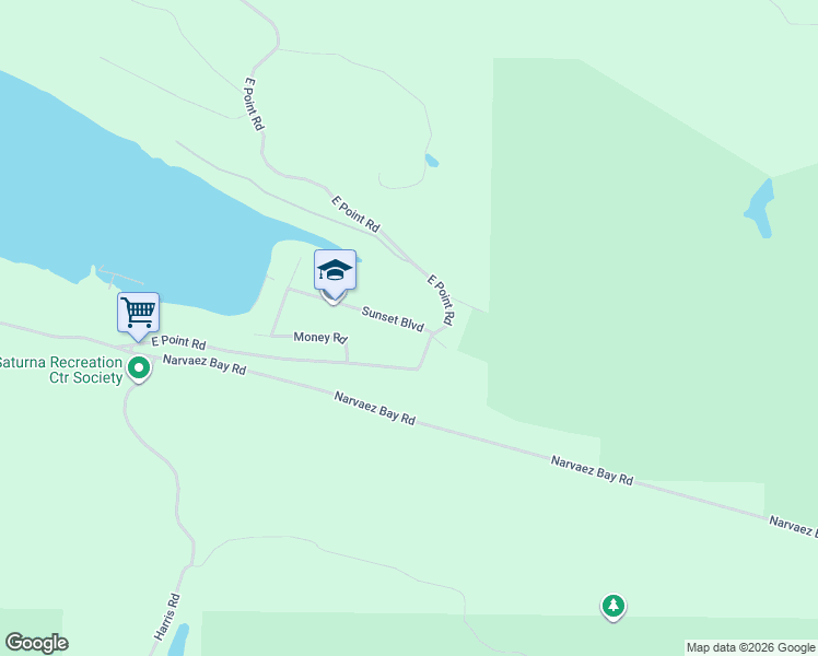map of restaurants, bars, coffee shops, grocery stores, and more near 107 Sunset Boulevard in Southern Gulf Islands