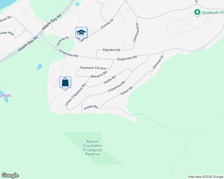 map of restaurants, bars, coffee shops, grocery stores, and more near 6009 Salish Road in Duncan