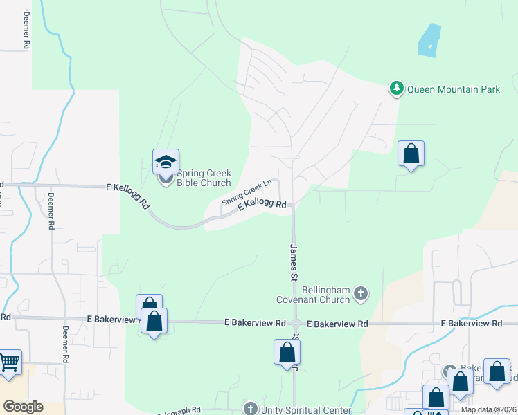 map of restaurants, bars, coffee shops, grocery stores, and more near 834 East Kellogg Road in Bellingham