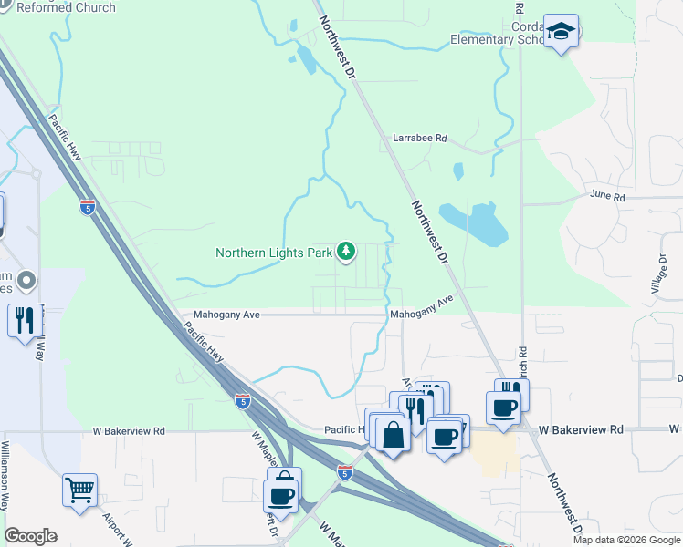 map of restaurants, bars, coffee shops, grocery stores, and more near 4200 Pacific Highway in Bellingham