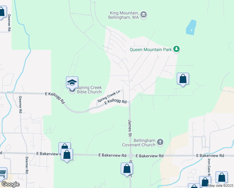 map of restaurants, bars, coffee shops, grocery stores, and more near 4253 Spring Creek Lane in Bellingham