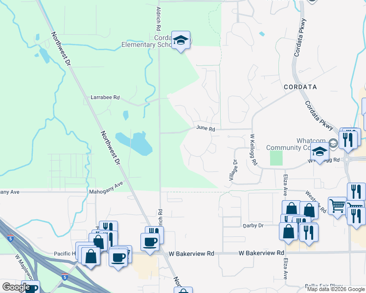 map of restaurants, bars, coffee shops, grocery stores, and more near in Whatcom County