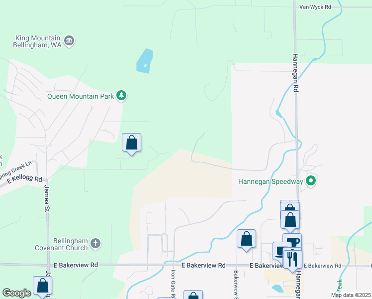 map of restaurants, bars, coffee shops, grocery stores, and more near 4370 Tull Road in Bellingham