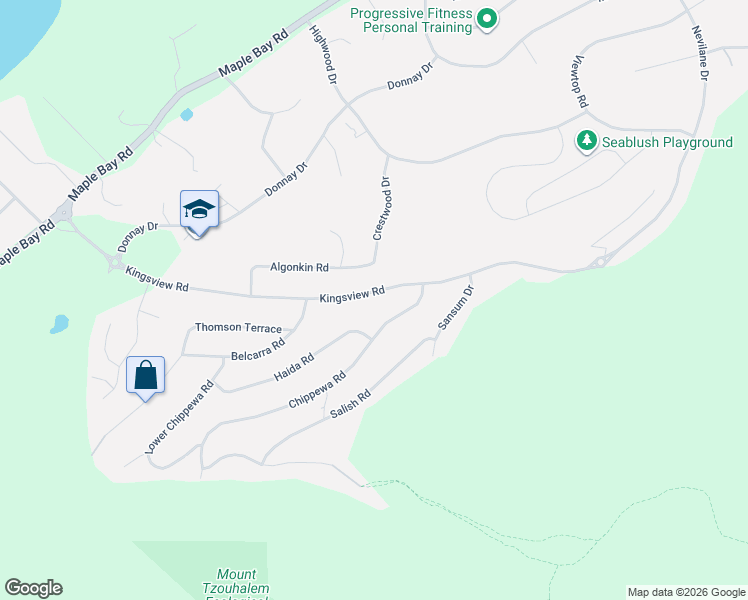 map of restaurants, bars, coffee shops, grocery stores, and more near 5973 Chippewa Road in Duncan