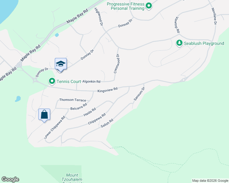 map of restaurants, bars, coffee shops, grocery stores, and more near 1364 Kingsview Road in Duncan