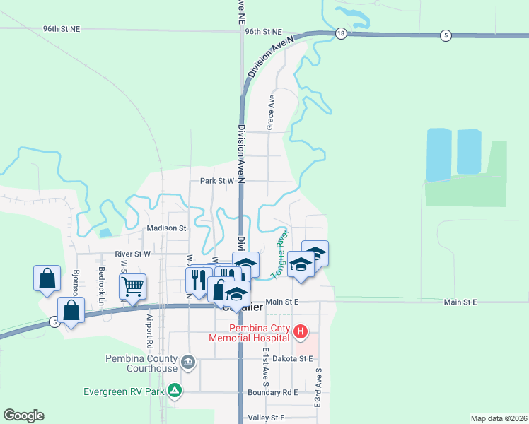 map of restaurants, bars, coffee shops, grocery stores, and more near 313 Shady Loop in Cavalier