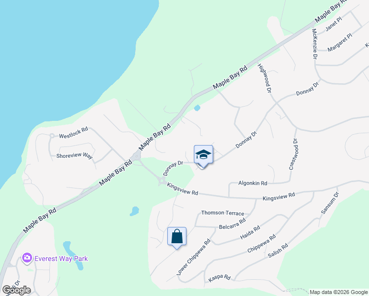 map of restaurants, bars, coffee shops, grocery stores, and more near 1511 Donnay Drive in Duncan