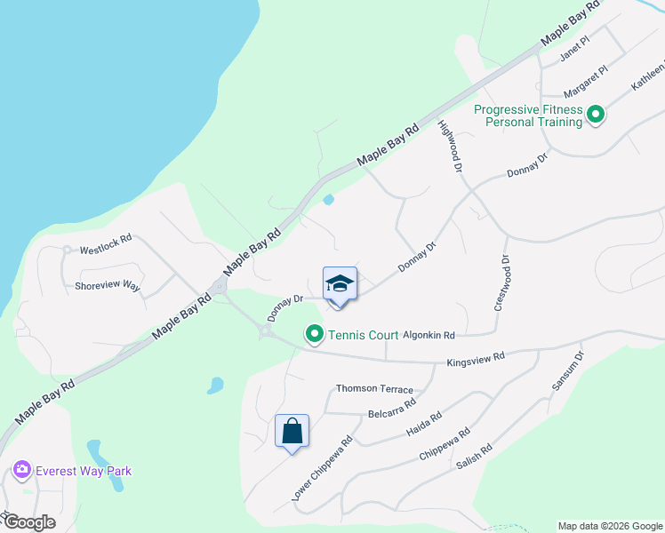 map of restaurants, bars, coffee shops, grocery stores, and more near 1953 Farleigh Way in Cowichan Valley