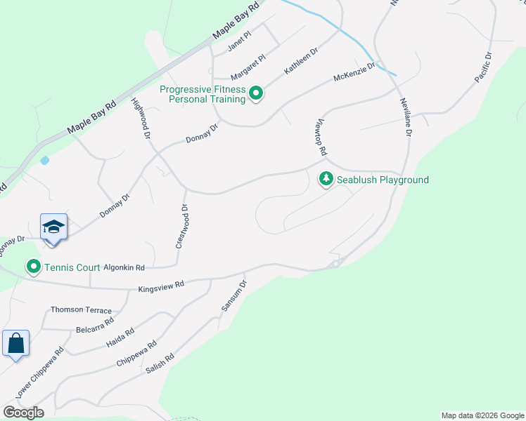 map of restaurants, bars, coffee shops, grocery stores, and more near 3257 Woodrush Drive in Cowichan Valley