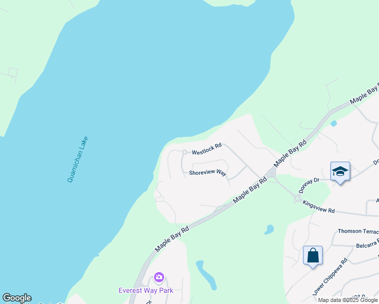 map of restaurants, bars, coffee shops, grocery stores, and more near 1820 Westlock Rd in Duncan