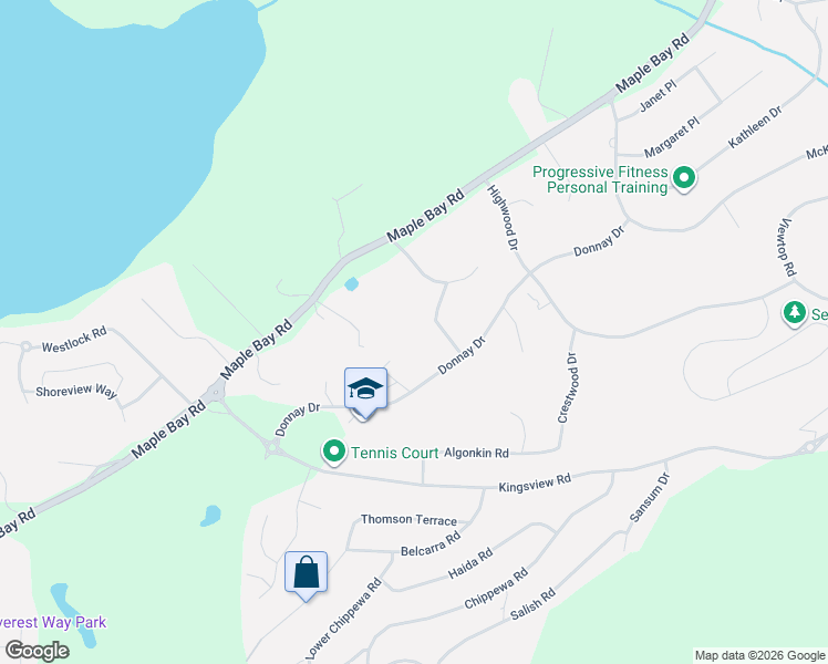 map of restaurants, bars, coffee shops, grocery stores, and more near 6434 Woodgrove Way in Duncan