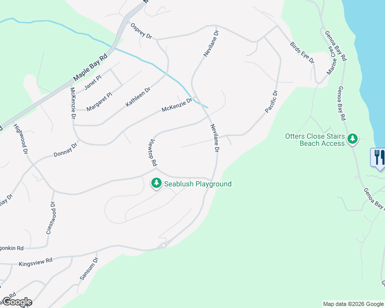 map of restaurants, bars, coffee shops, grocery stores, and more near 1132 Nevilane Place in Duncan