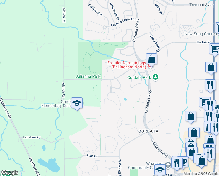 map of restaurants, bars, coffee shops, grocery stores, and more near 663 West Horton Way in Bellingham