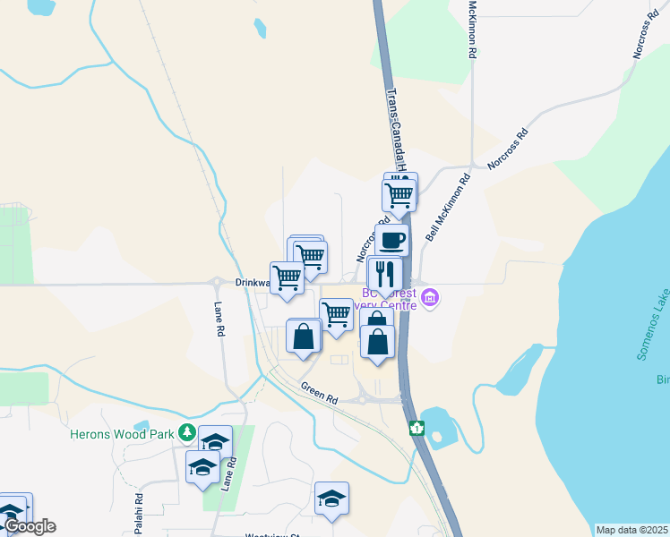 map of restaurants, bars, coffee shops, grocery stores, and more near 2983 Drinkwater Road in Duncan
