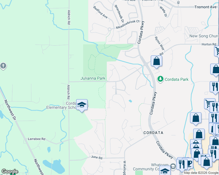 map of restaurants, bars, coffee shops, grocery stores, and more near 663 West Horton Way in Bellingham