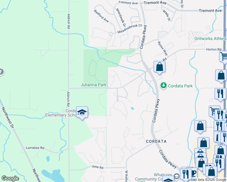map of restaurants, bars, coffee shops, grocery stores, and more near 663 West Horton Way in Bellingham