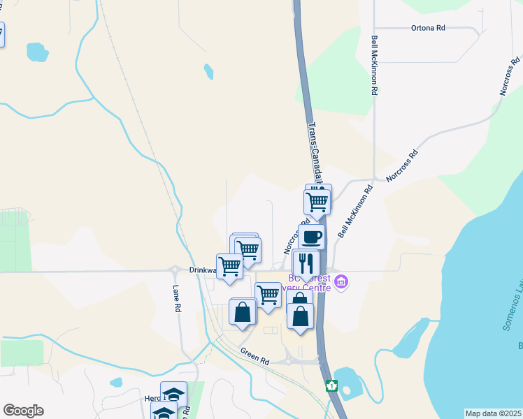 map of restaurants, bars, coffee shops, grocery stores, and more near 6494 Paddle Road in Duncan