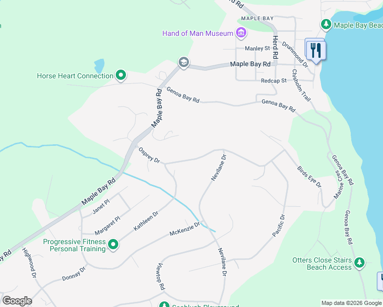 map of restaurants, bars, coffee shops, grocery stores, and more near 1145 Osprey Drive in Duncan