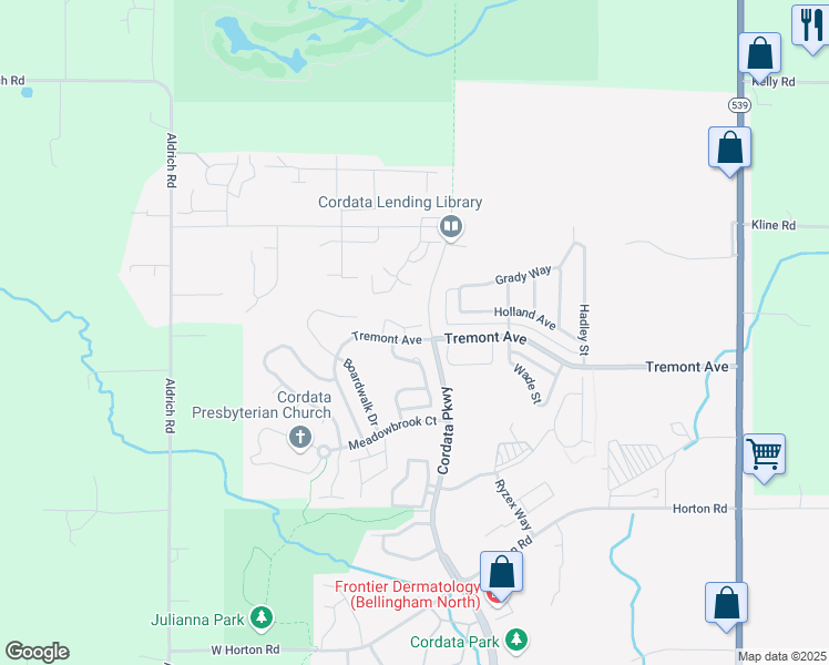 map of restaurants, bars, coffee shops, grocery stores, and more near 500 Tremont Avenue in Bellingham