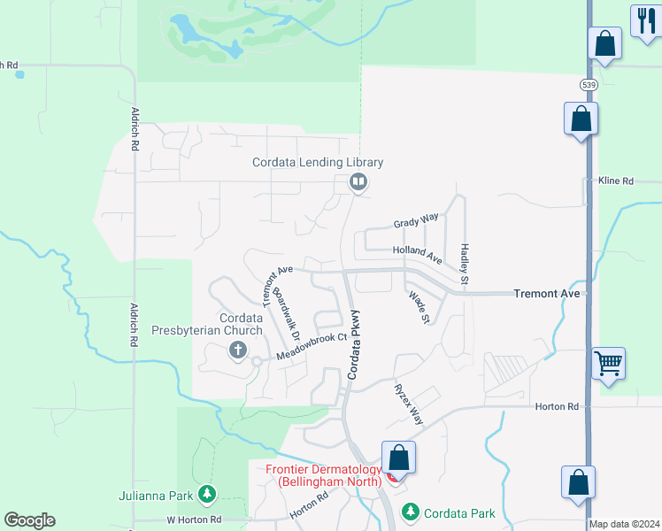 map of restaurants, bars, coffee shops, grocery stores, and more near 504 Tremont Avenue in Bellingham