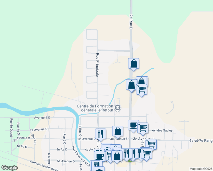 map of restaurants, bars, coffee shops, grocery stores, and more near 15 Avenue des Sapins in La Sarre