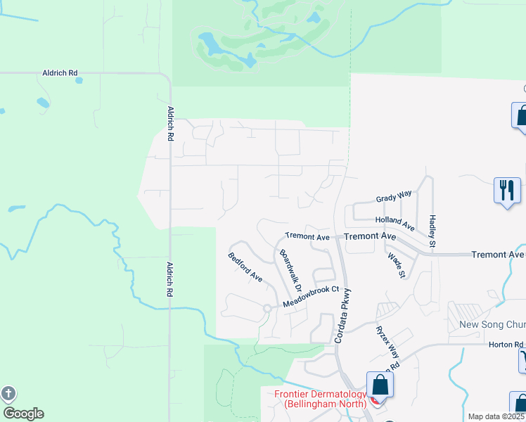 map of restaurants, bars, coffee shops, grocery stores, and more near 4767 Corona Court in Bellingham