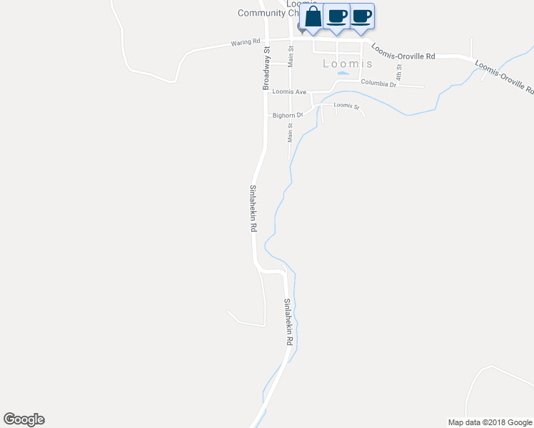 map of restaurants, bars, coffee shops, grocery stores, and more near 2132 Sinlahekin Road in Loomis