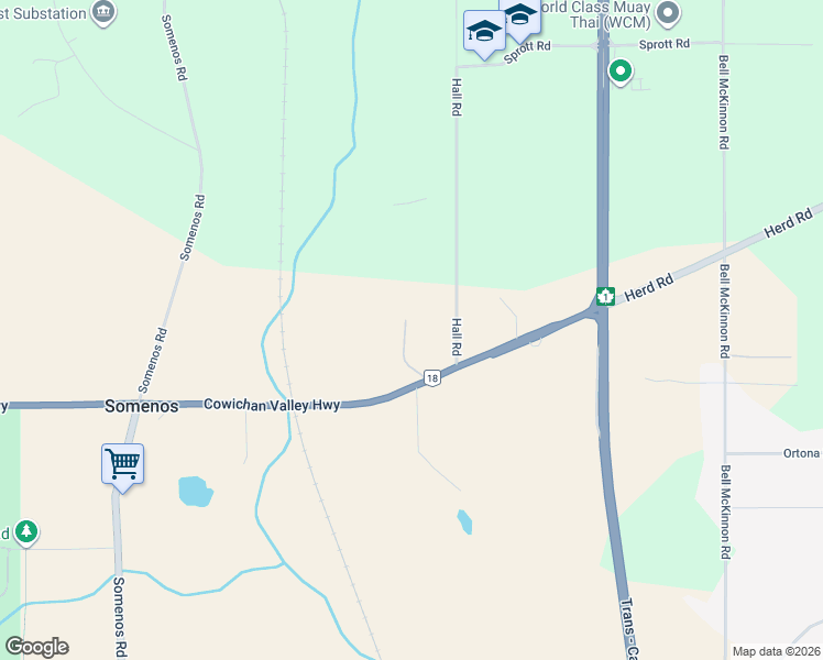 map of restaurants, bars, coffee shops, grocery stores, and more near 3095 Cowichan Valley Highway in Duncan
