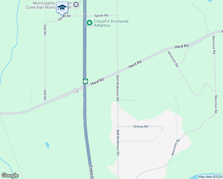 map of restaurants, bars, coffee shops, grocery stores, and more near 6790 Bell McKinnon Road in Duncan