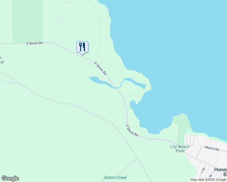 map of restaurants, bars, coffee shops, grocery stores, and more near 10243 South Shore Road in Honeymoon Bay