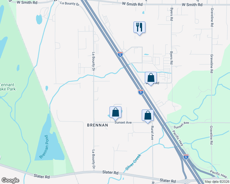 map of restaurants, bars, coffee shops, grocery stores, and more near 5094 La Bounty Road in Ferndale