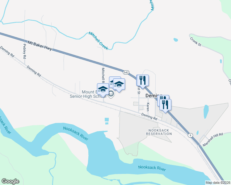 map of restaurants, bars, coffee shops, grocery stores, and more near 4936 Deming Road in Deming
