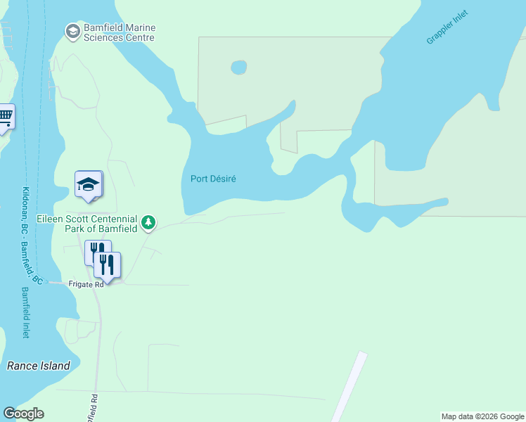 map of restaurants, bars, coffee shops, grocery stores, and more near 334 North Road in Bamfield