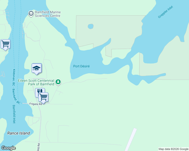 map of restaurants, bars, coffee shops, grocery stores, and more near 334 North Road in Bamfield
