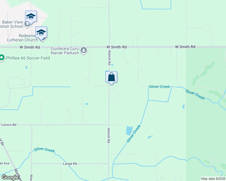 map of restaurants, bars, coffee shops, grocery stores, and more near 5192 Aldrich Road in Bellingham