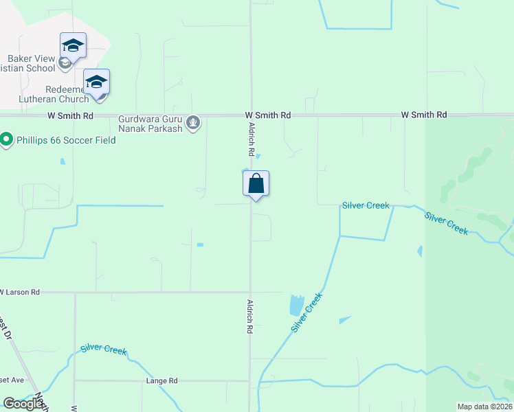 map of restaurants, bars, coffee shops, grocery stores, and more near 5192 Aldrich Road in Bellingham