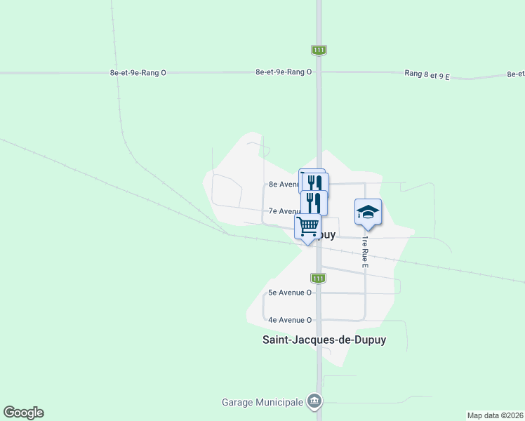 map of restaurants, bars, coffee shops, grocery stores, and more near 7e Avenue Ouest in Abitibi-Témiscamingue