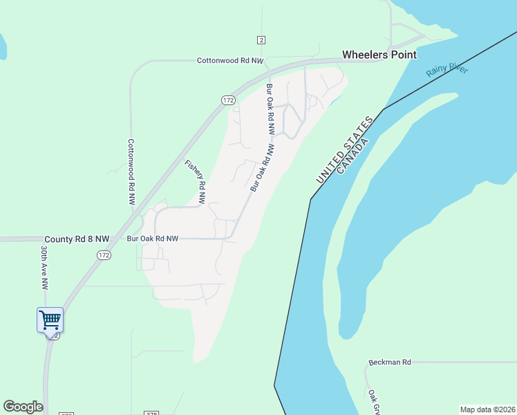map of restaurants, bars, coffee shops, grocery stores, and more near 3250 Bur Oak Road Northwest in Baudette