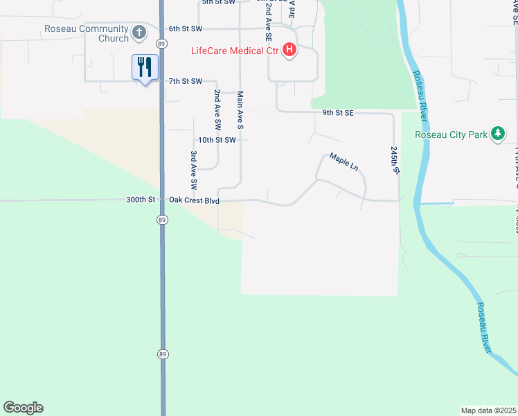 map of restaurants, bars, coffee shops, grocery stores, and more near 104 Oak Crest Boulevard in Roseau