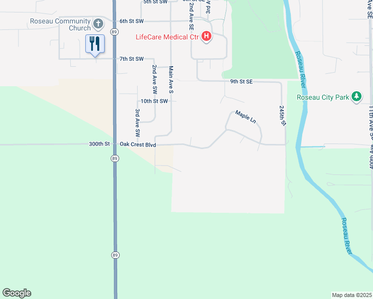 map of restaurants, bars, coffee shops, grocery stores, and more near 104 Oak Crest Boulevard in Roseau