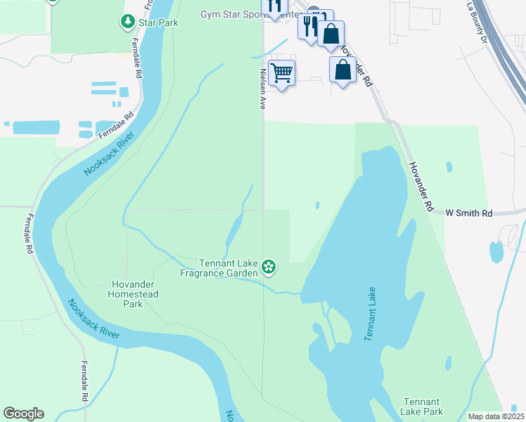 map of restaurants, bars, coffee shops, grocery stores, and more near 5299 Nielsen Road in Ferndale