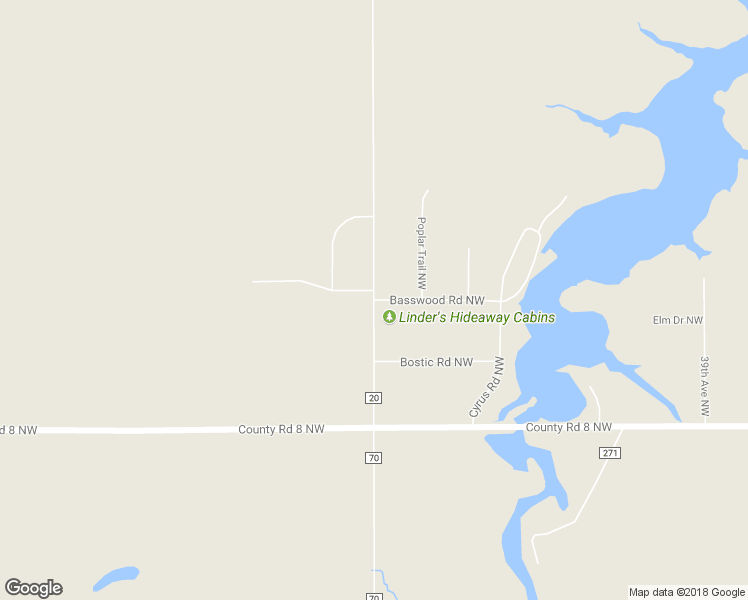map of restaurants, bars, coffee shops, grocery stores, and more near 42nd Avenue Northwest in Baudette