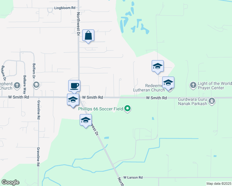 map of restaurants, bars, coffee shops, grocery stores, and more near 1014 West Smith Road in Bellingham